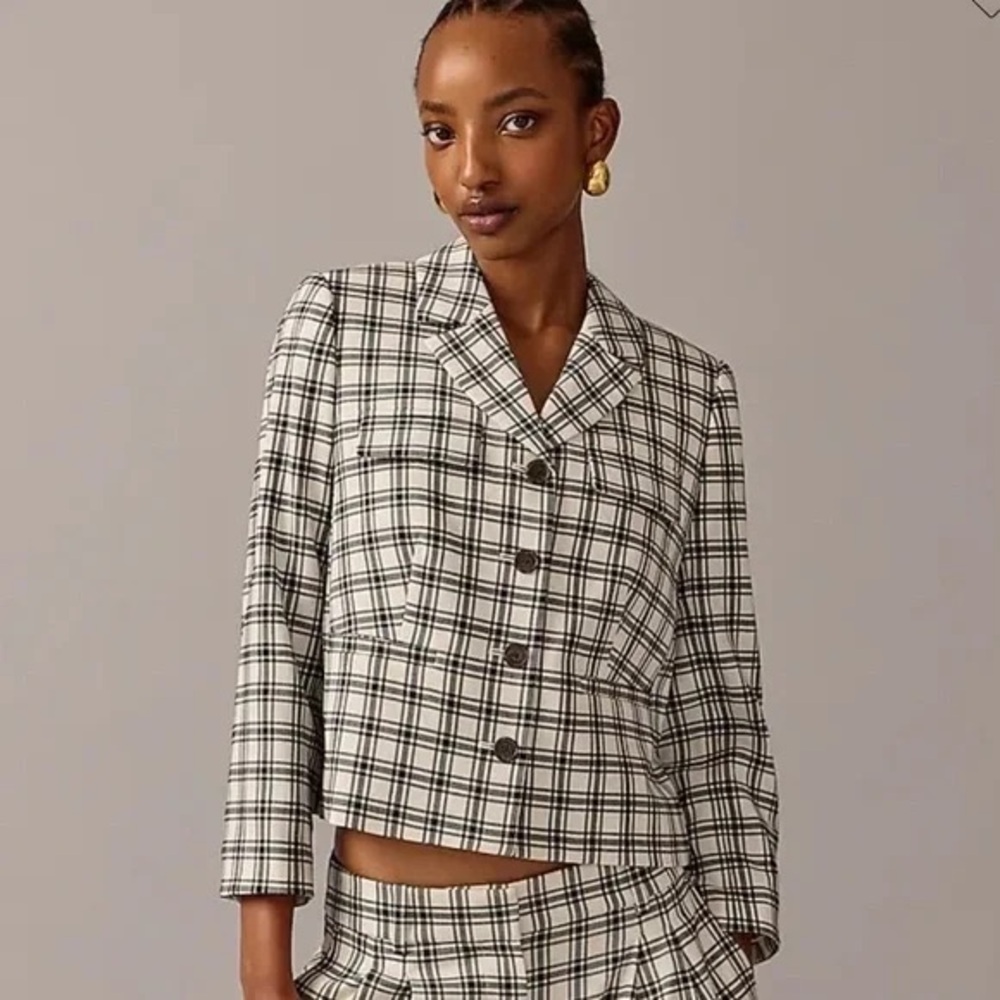 J.Crew Collection Blazer-jacket in plaid Italian city wool blend Size 8